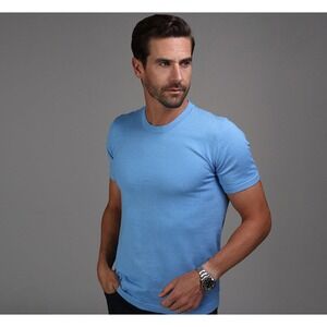 NWT Collars and Co Lucca Luxury Touch Cotton And Silk T-Shirt Blue Size 2XL